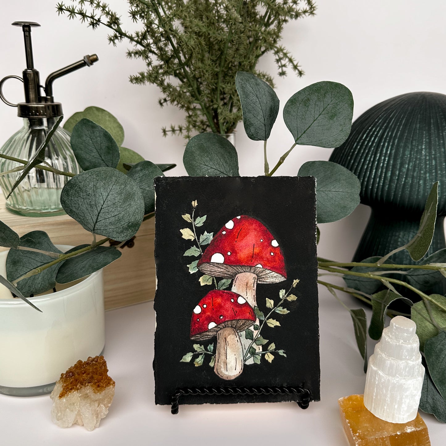 Small Two Mushrooms with Jagged Leaves