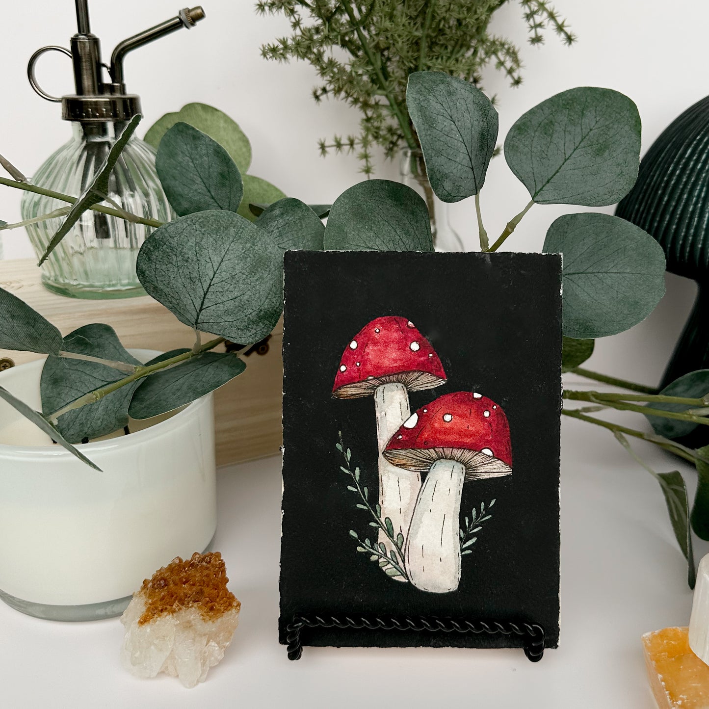 Small Two Mushrooms with Round Leaves