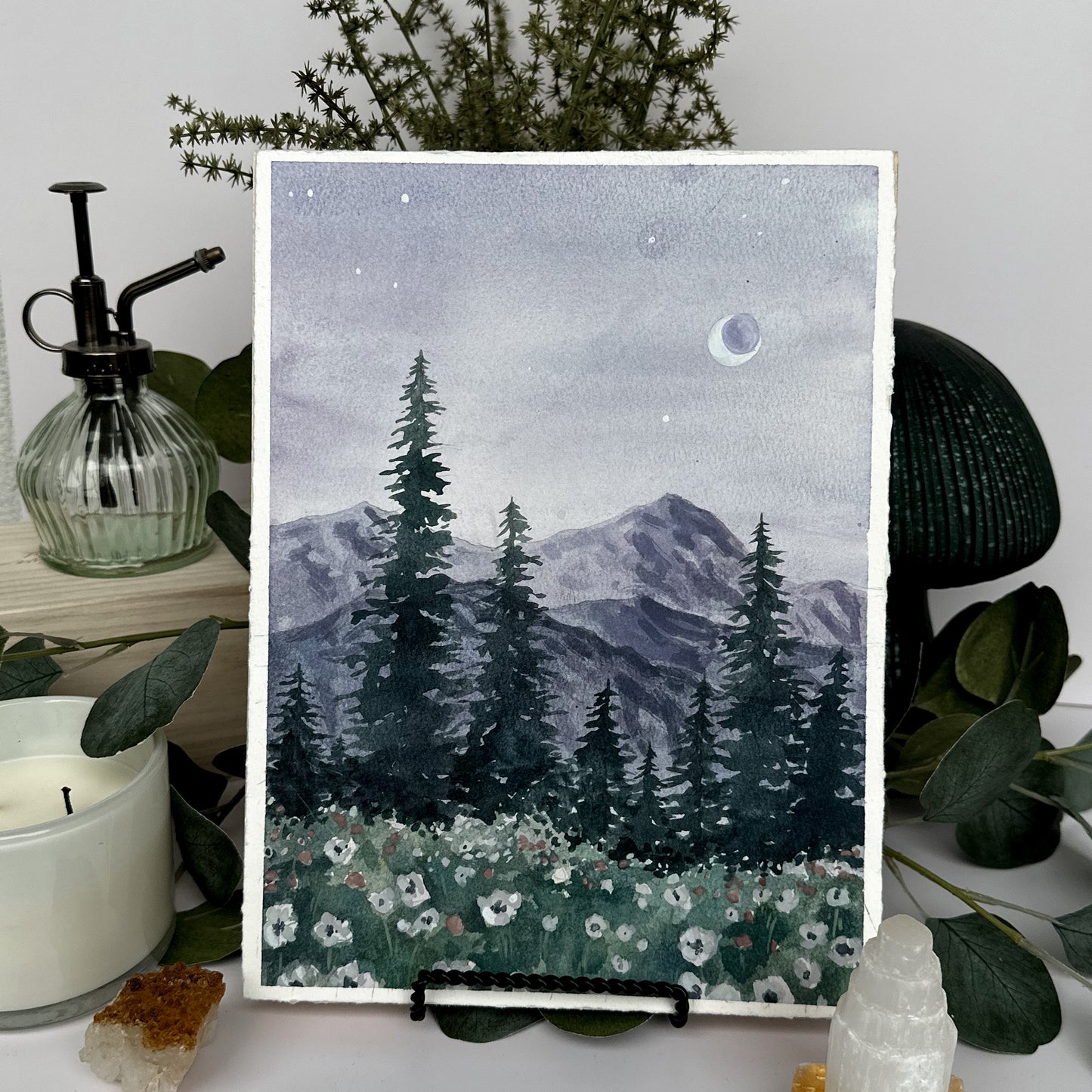 Purple Dusk Meadow Painting