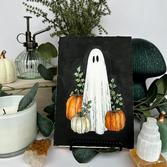 Ghost with Pumpkins Painting