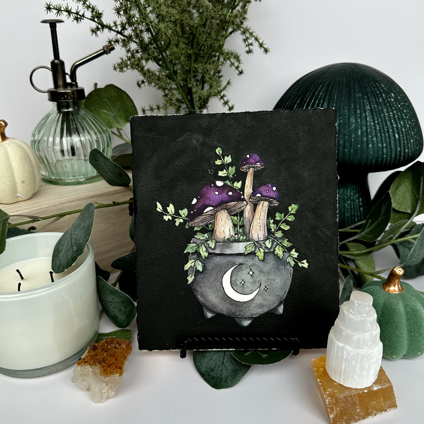 Purple Mushrooms Cauldron Painting
