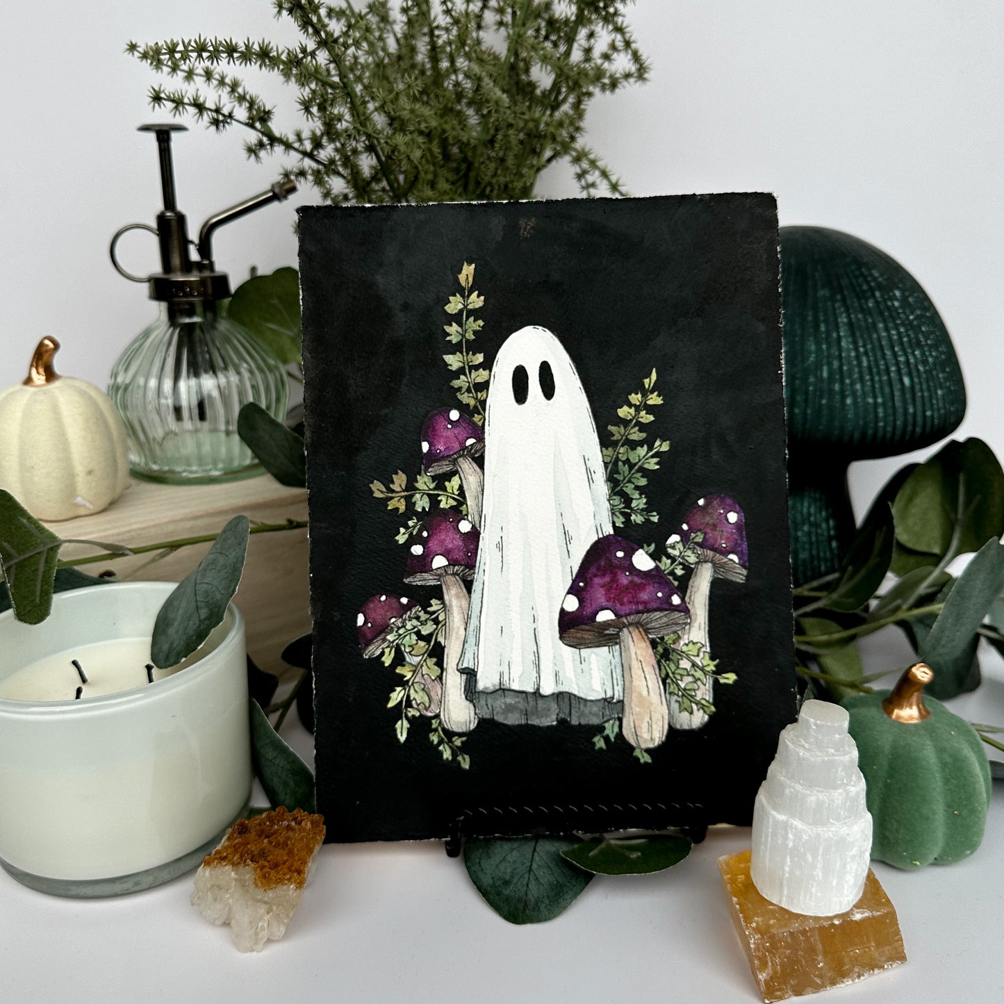 Ghost with Purple Mushrooms Painting