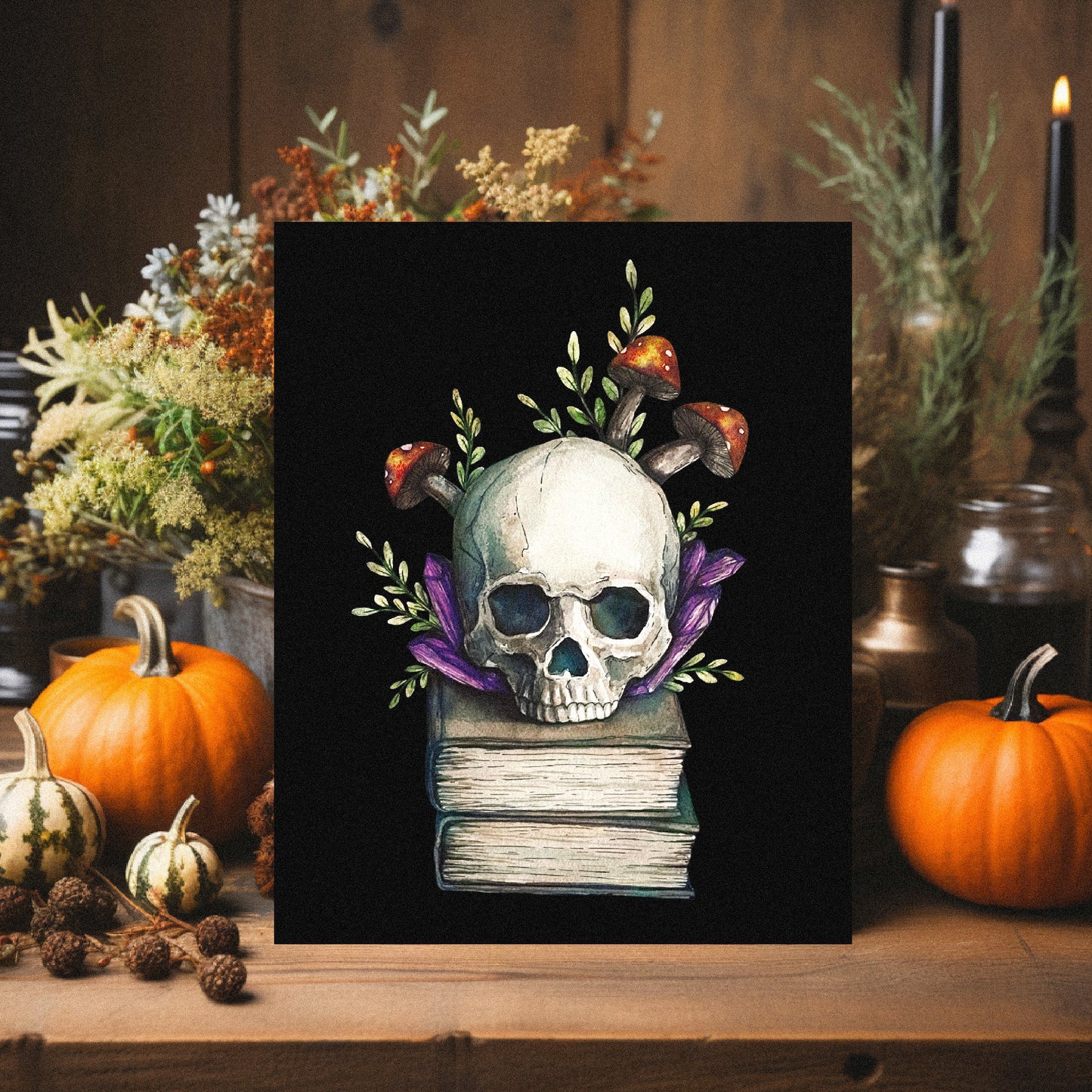 Skull on Books Print