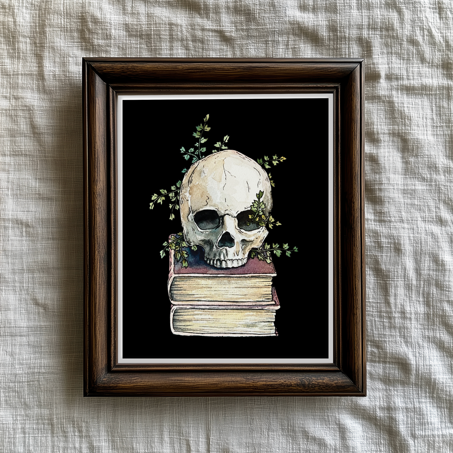 Skull on Books Fine Art Print
