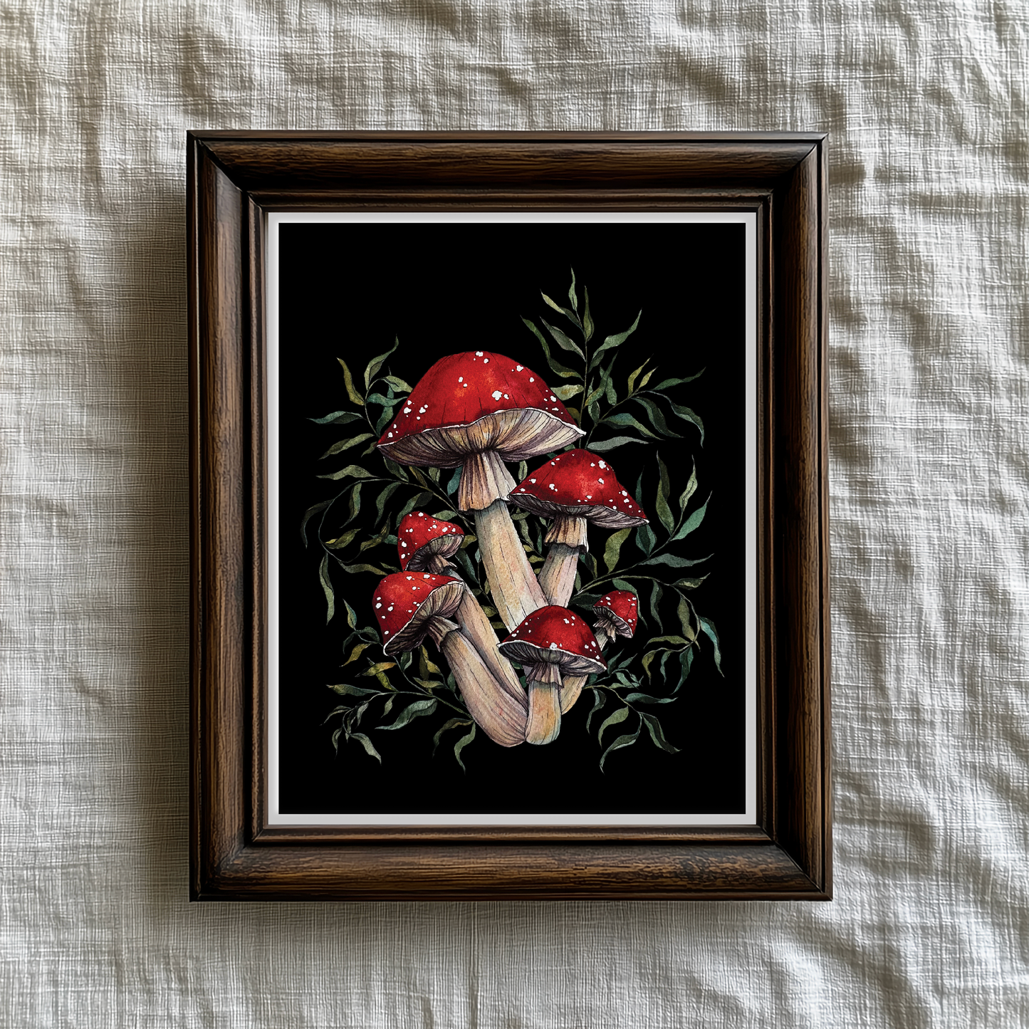Mushrooms Watercolor Fine Art Print