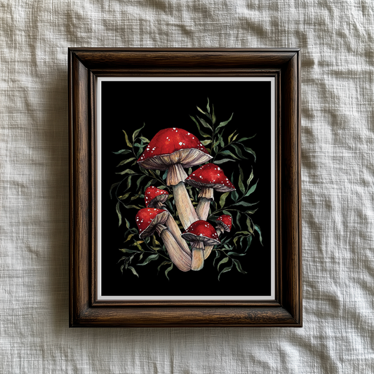 Mushrooms Watercolor Fine Art Print