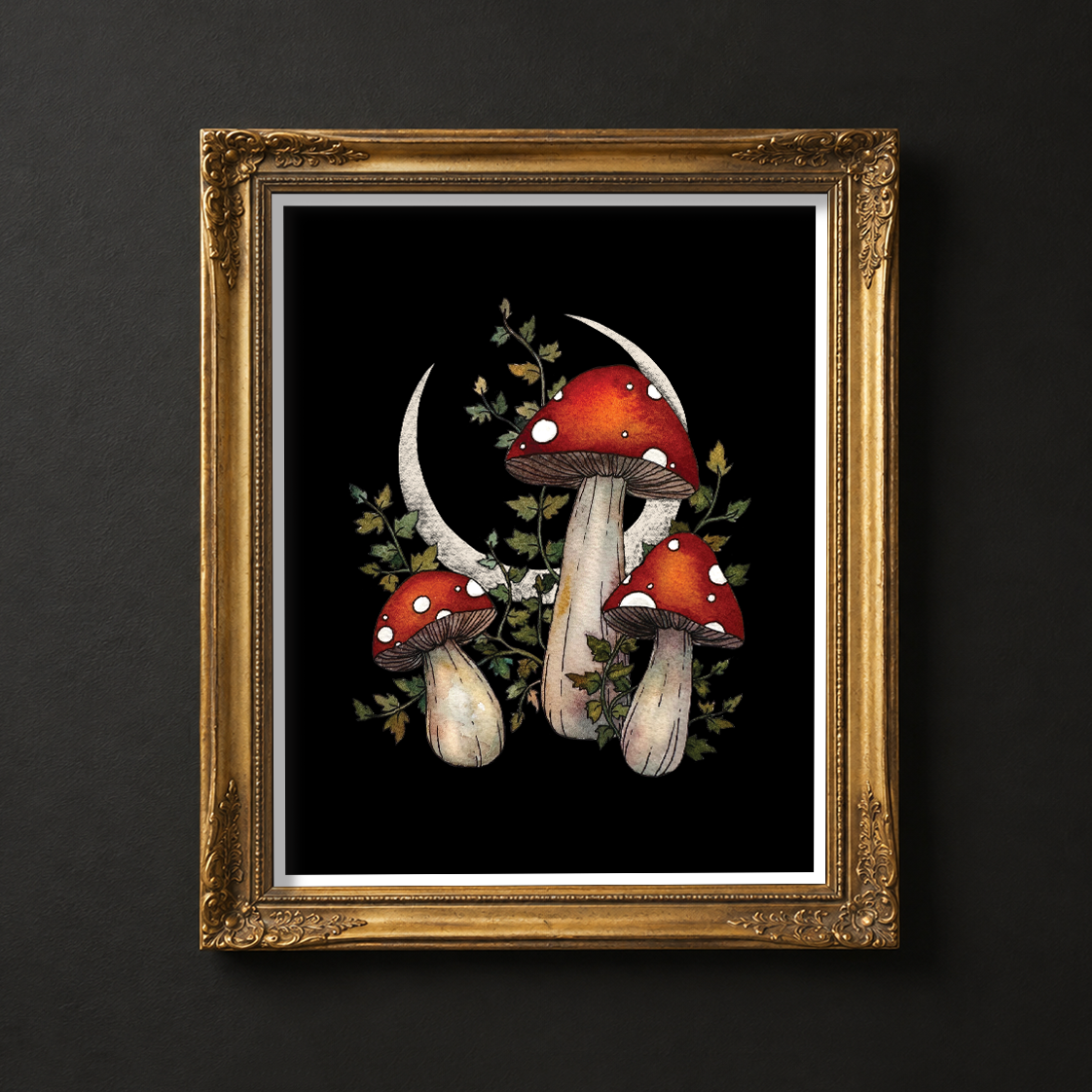 Mushrooms and Moon Fine Art Print