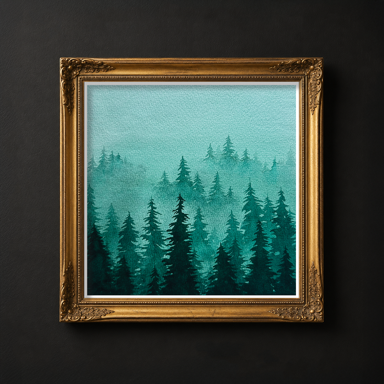 Square Watercolor Trees Fine Art Print