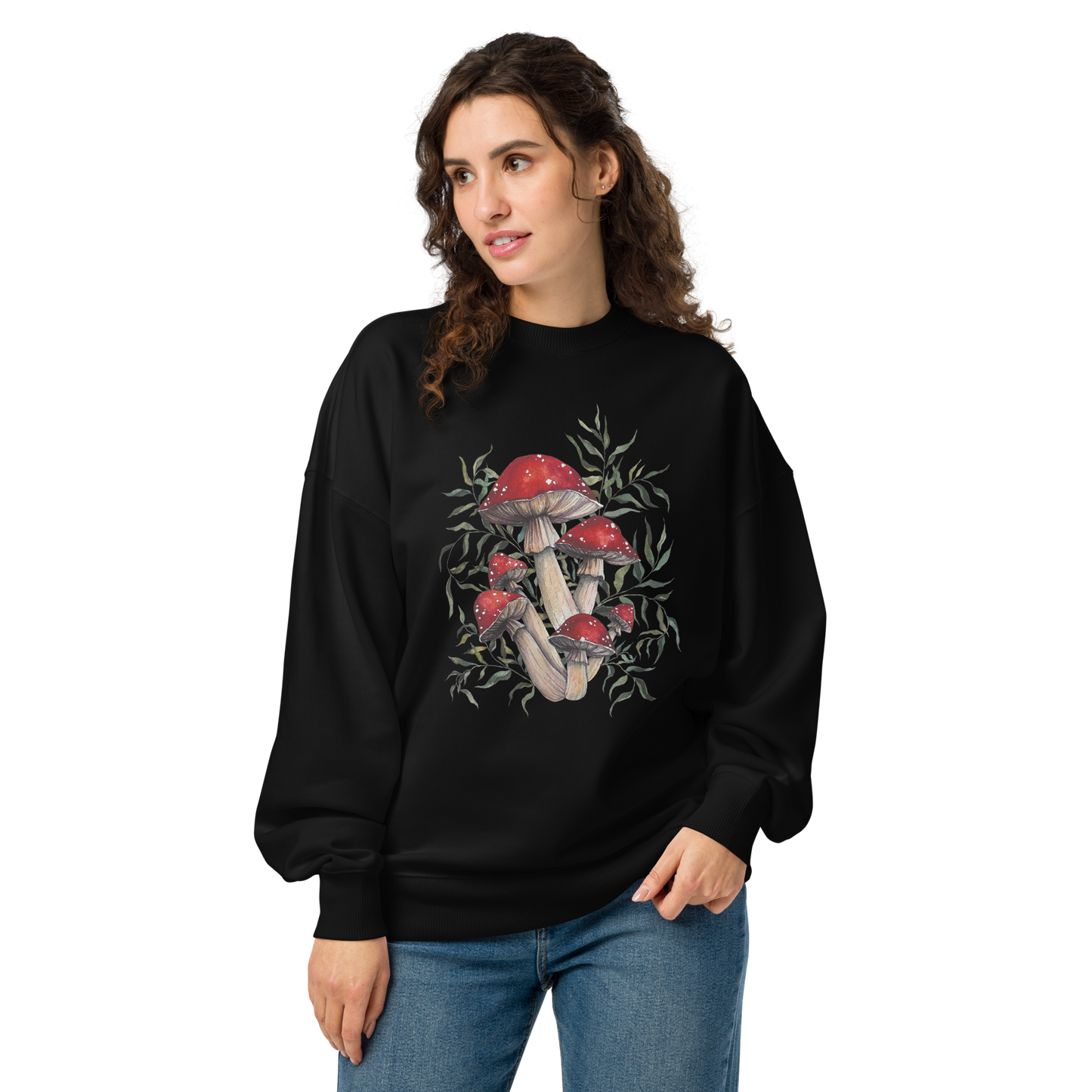 Unisex Mushroom Print organic oversized sweatshirt