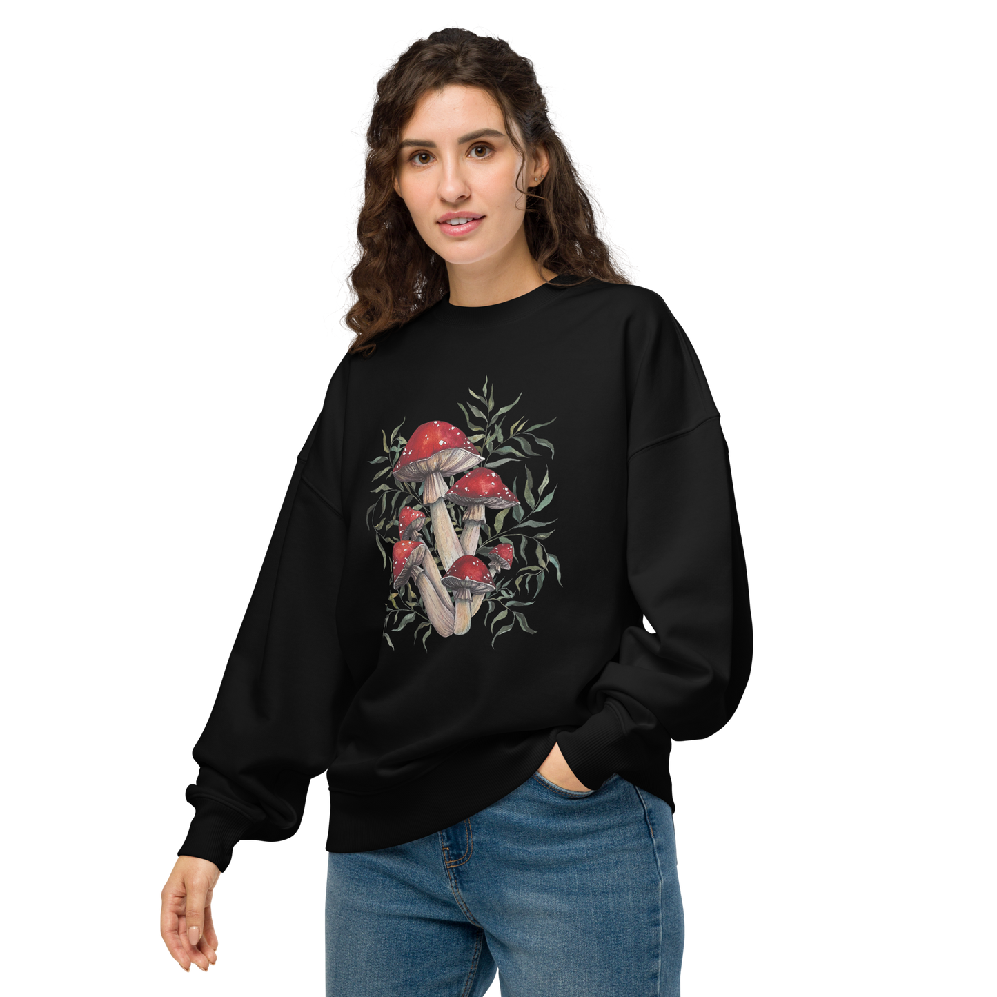Unisex Mushroom Print organic oversized sweatshirt